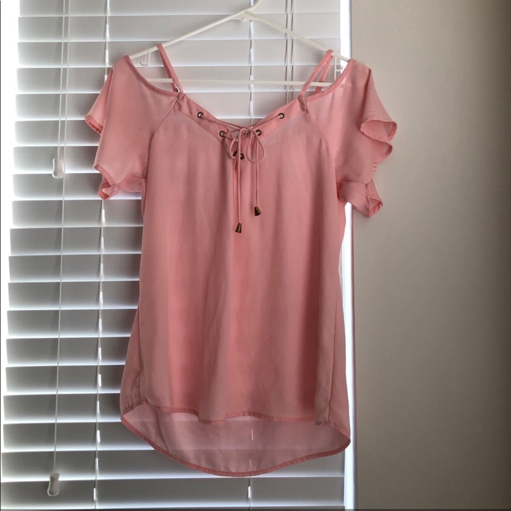 Pink, tie up, short sleeve